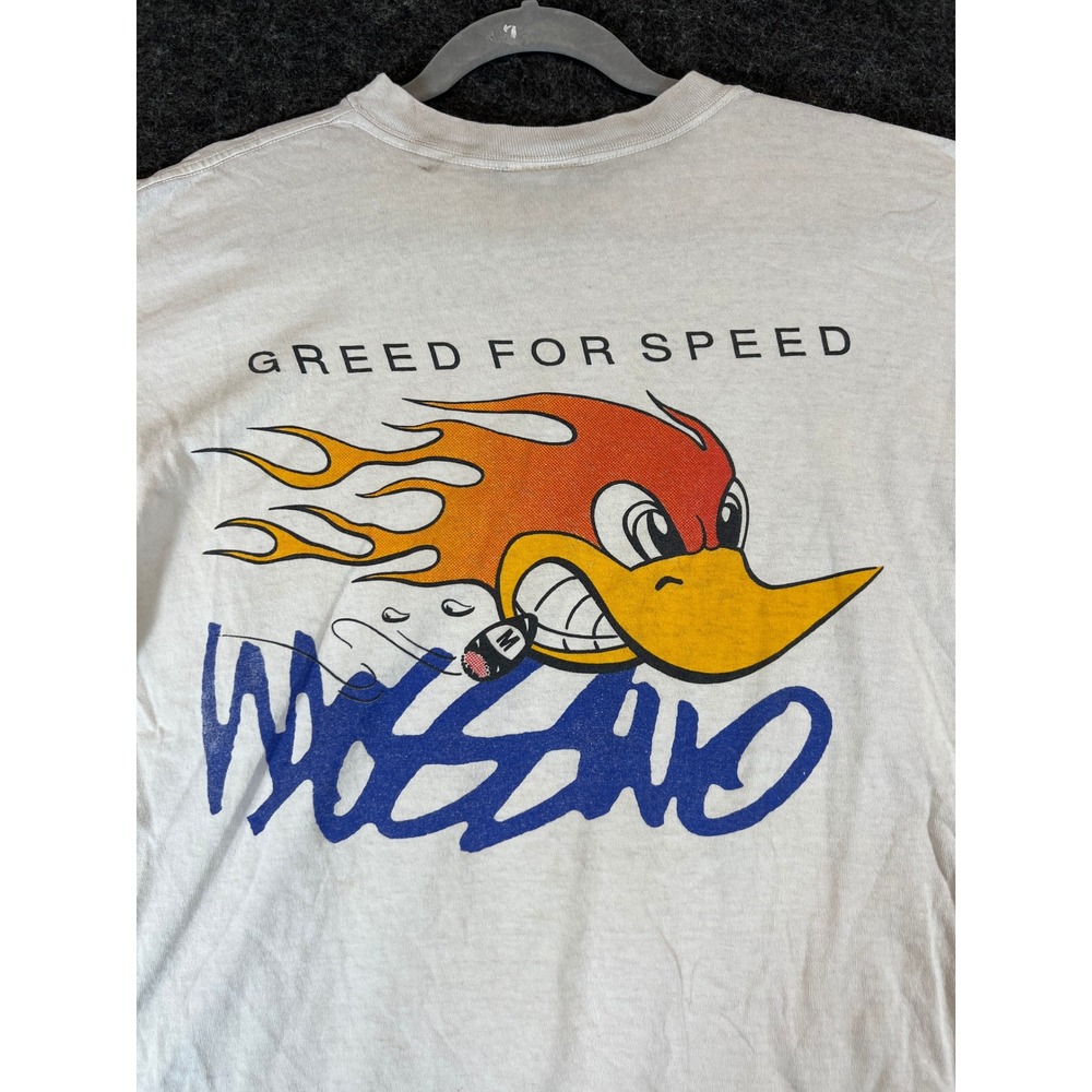 Vintage 80s Mossimo Flame Head Greed For Speed Skate Shirt White XL Made in USA